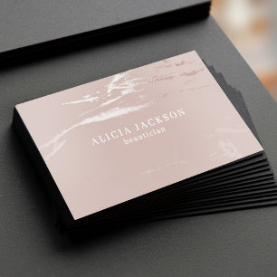 Silver blush minimalist elegant feminine QR code Foil Spot Gloss Business Cards