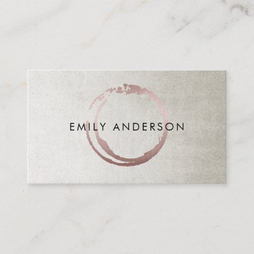 SILVER BLUSH PINK BRUSH STROKE CIRCLE MARK LOGO BUSINESS CARD