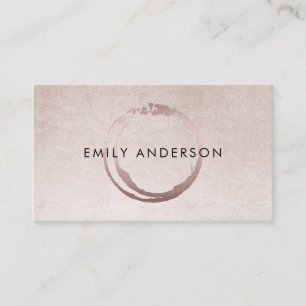 SILVER BLUSH PINK BRUSH STROKE CIRCLE MARK LOGO BUSINESS CARD