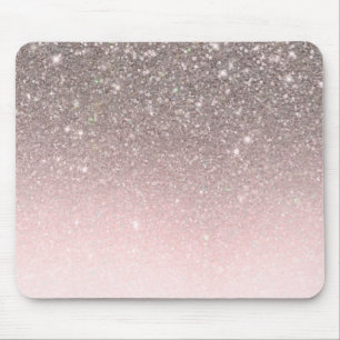 Silver & Blush Pink Glitter Sparkle Glam Girly Mouse Pad