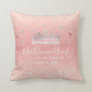 Silver Blush Pink Roses Watercolor Mis Quince Anos Throw Pillow