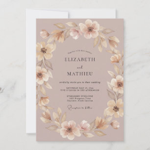 Silver Blush Ranunculus Eucalyptus Wedding Invitation