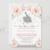Silver Blush Roses Princess Cinderella Birthday Invitation (Front)