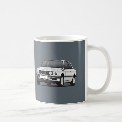 Silver BMW 3 series E30 illustration Coffee Mug