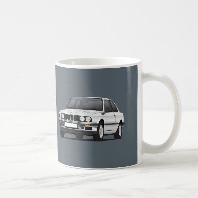 Silver BMW 3 series, E30, illustration Coffee Mug (Right)