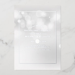 Silver Bokeh Bachelorette Party Foil Invitation