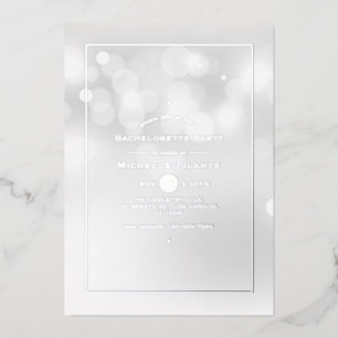 Silver Bokeh Bachelorette Party Foil Invitation