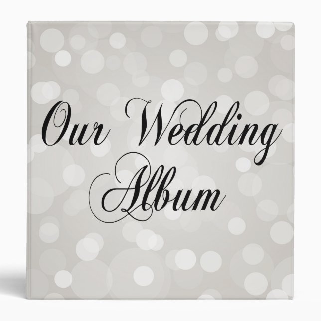 Silver Bokeh Elegant Custom Wedding Photo Album 3 Ring Binder (Front)