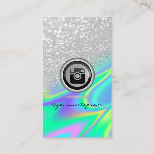 Silver Bokeh Instagram Holographic Social Media Business Card