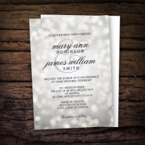 Silver Bokeh Lights Elegant Wedding Invitation