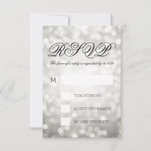 Silver Bokeh Lights Elegant Wedding RSVP