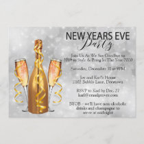 Silver Bokeh Lights New Years Eve Party Invitation