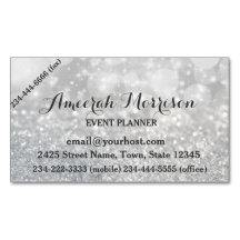 Silver Bokeh Sparkle Event Magnetic Business Card