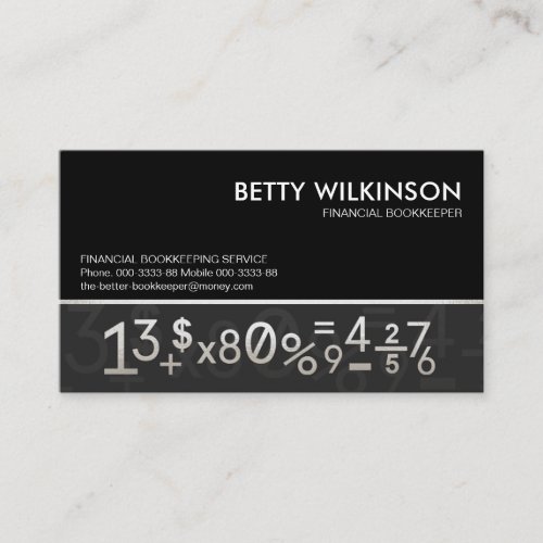 Silver Bookkeeping Numbers Symbol Layer Business Card