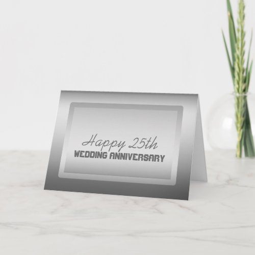 Silver Border 25th Wedding Anniversary Card