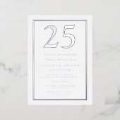 Silver Border 25th Wedding Anniversary Silver Foil Invitation (Standing Front)