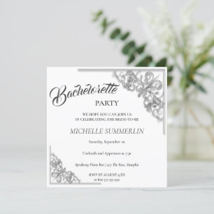 Silver Border Bachelorette Party Invitation
