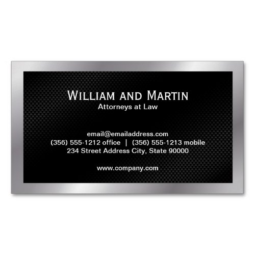 Silver Border  Black Pattern Business Card Magnet