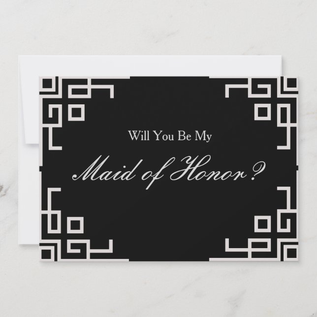 Silver  Border Confetti Maid of Honor Invitation (Front)