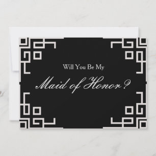 Silver Border Confetti Maid of Honor Invitation