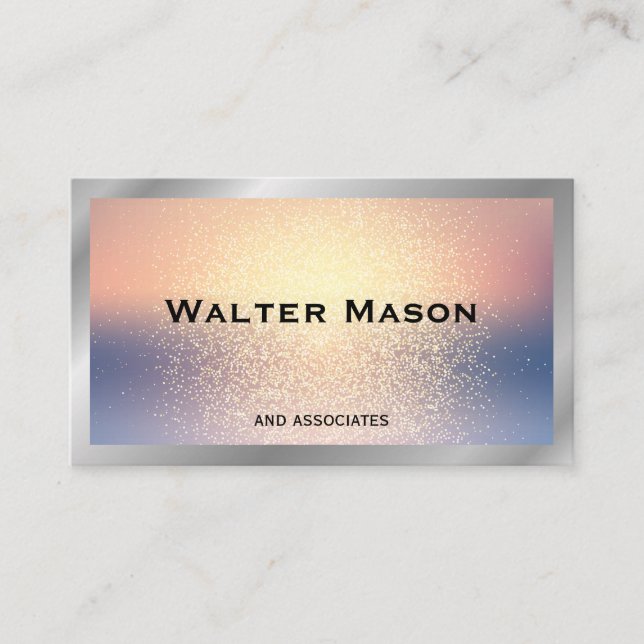 Silver Border | Glitter Blend Background Business Card (Front)