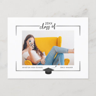 Silver Border Graduation Announcement Postcard