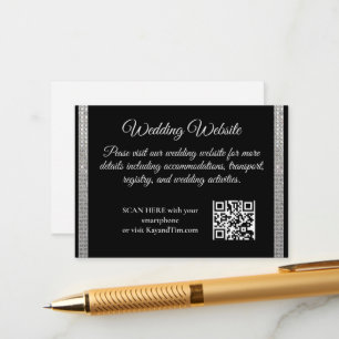 Silver Border on Black Wedding Enclosure Card