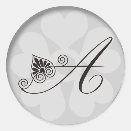 Silver Border Swirls Monogram A Classic Round Sticker
