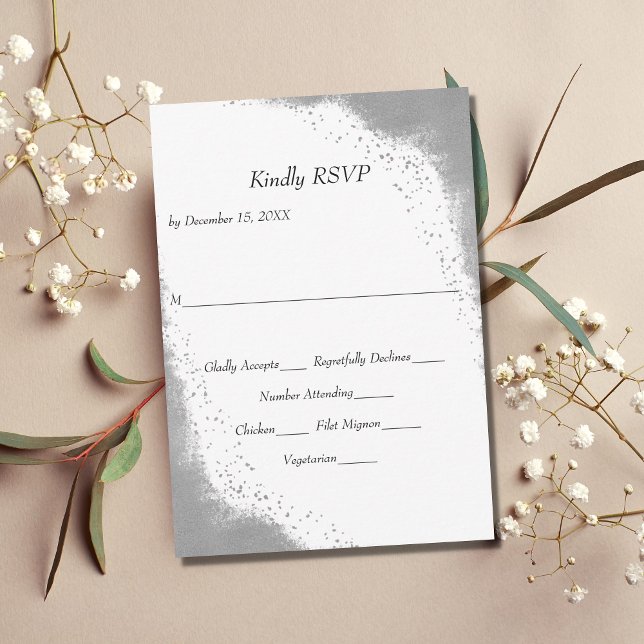Silver Border with Food Entrees Wedding RSVP Card (Creator Uploaded)