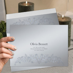 Silver Botanical Embossed Elegant Envelope