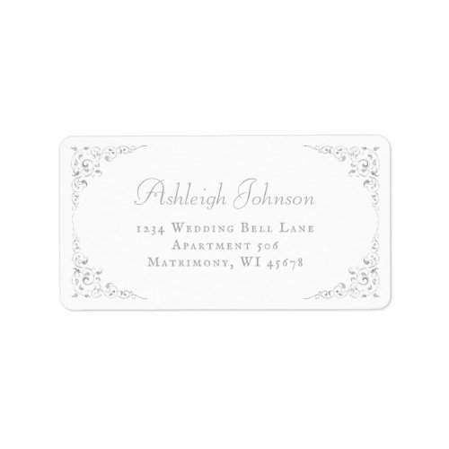 Silver Botanical Frame Wedding RSVP Return Address Label