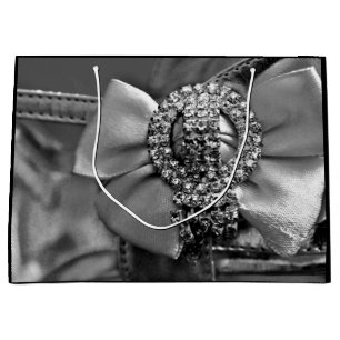 Silver Bow and Crystals Large Gift Bag
