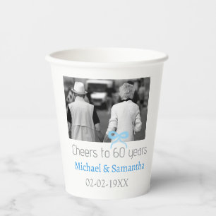 SILVER bow cheers to 60 years anniversary wedding Paper Cups