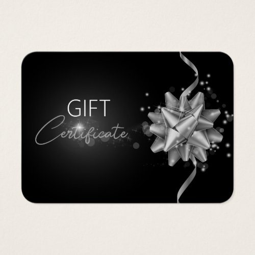 Silver Bow Classy Luminous Elegant Black Gift Card