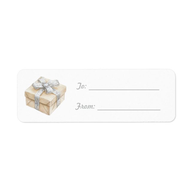 Silver Bow Cream Gift Christmas   Label (Front)