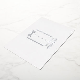 Silver Bow Tie Personalized Groomsman Proposal Foil Invitation