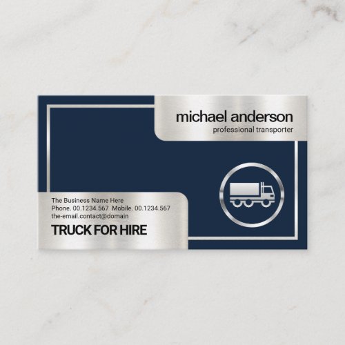 Silver Box Corner Frame Logistics Truck Driver Business Card