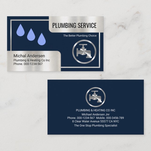 Silver Box Corner Plumbing Frame Business Card (Front/Back)