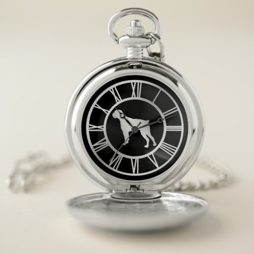 Silver Boxer Dog Pocket Watch