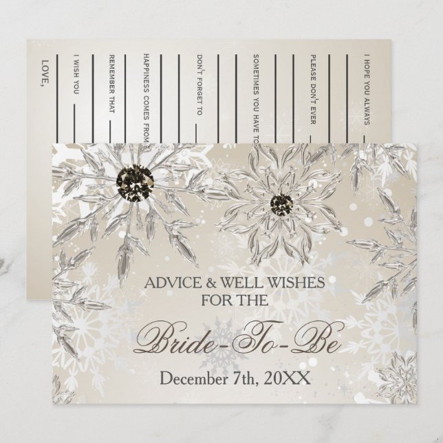 silver bridal shower Advice and Well Wishes Card (Front/Back)