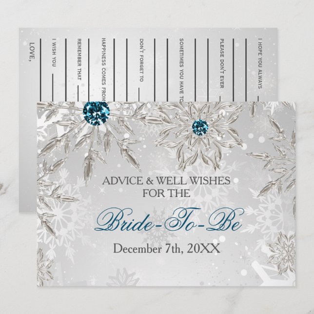 silver bridal shower Advice and Well Wishes Card (Front/Back)