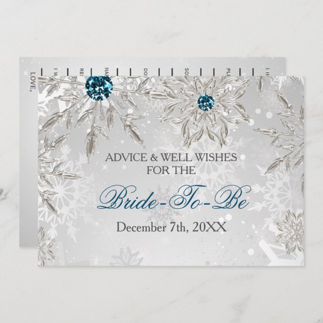 silver bridal shower Advice and Well Wishes Card (Front/Back)