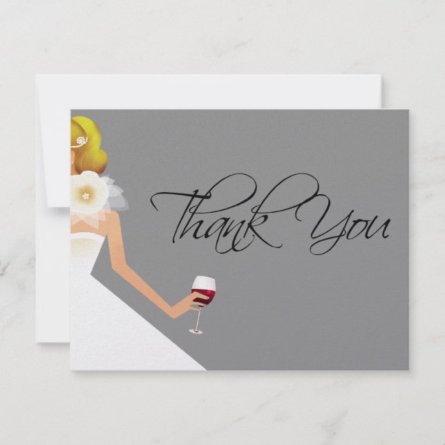 Silver Bridal shower flat thank you card (Front)