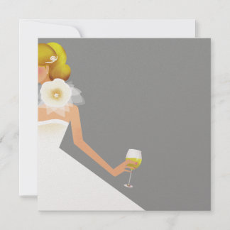 Silver bridal shower wine invitation