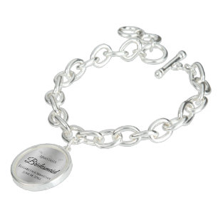 Silver Bridesmaid Charm Bracelet Wedding Favor