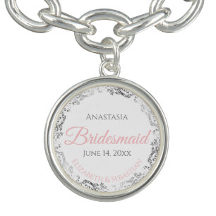 Silver Bridesmaid Charm Bracelet Wedding Favor