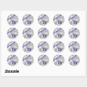 Silver Brocade Fifteenth Birthday Purple ID382 Classic Round Sticker (Sheet)
