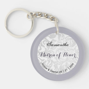 Silver Brocade & Lavender Edging Acrylic Keychain