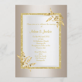 Silver bronze gold leaf ELEGANT CLASSY WEDDING Invitation