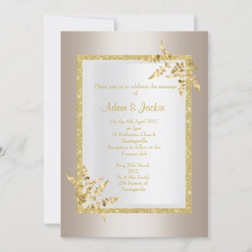 Silver bronze gold leaf ELEGANT CLASSY WEDDING Invitation